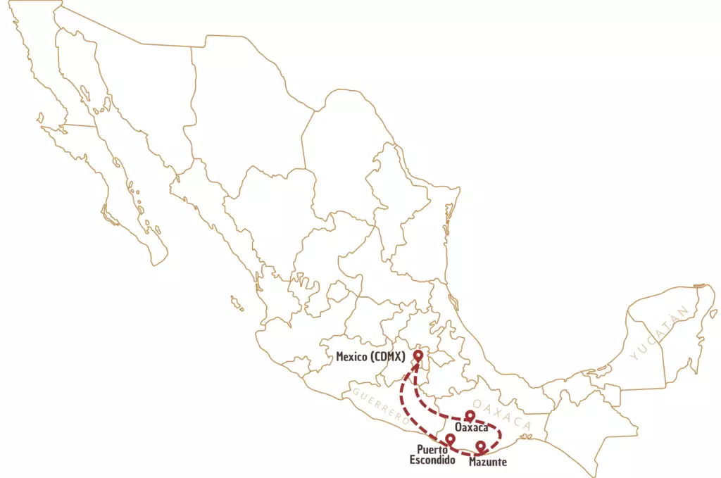 Itinéraire sur carte Mexique