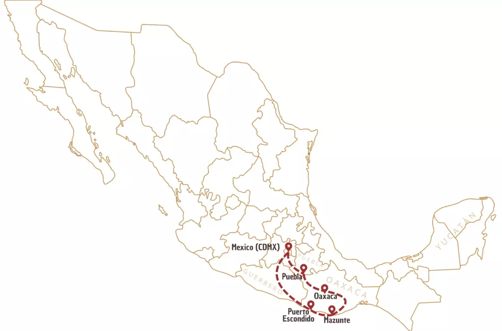 Itinéraire sur Carte au Mexique