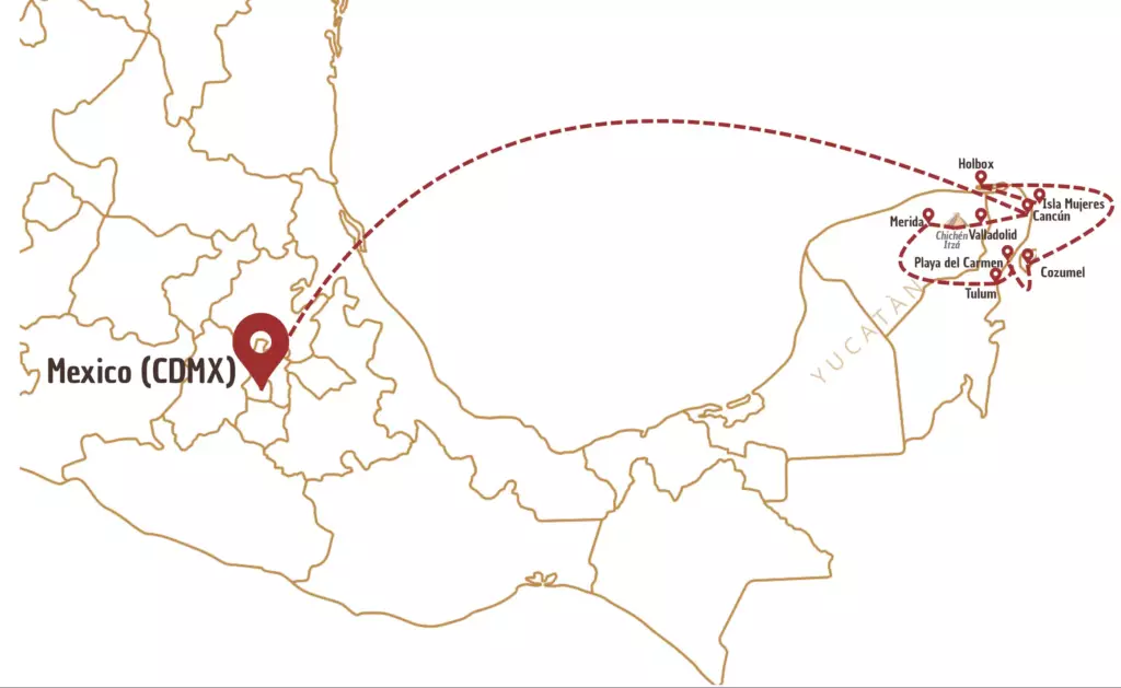 Itinéraire sur la carte du Meixque