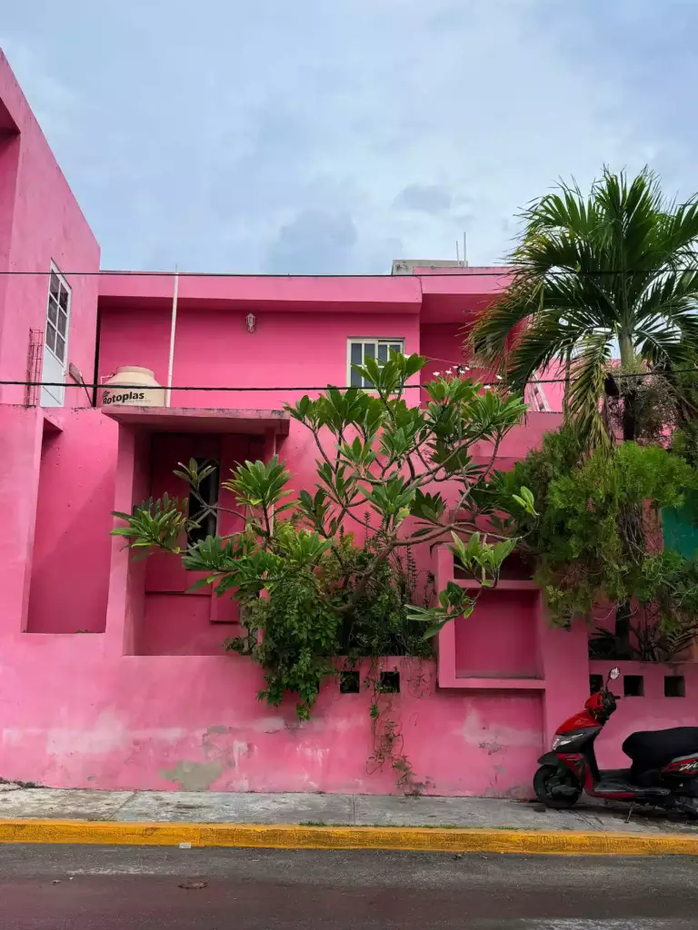 Maison rose vif à Isla Mujeres