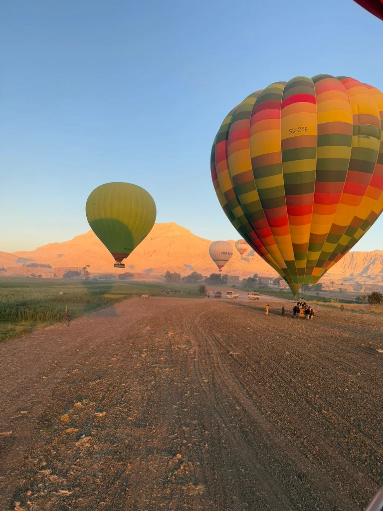 Atterrissage de montgolfières sur un champs