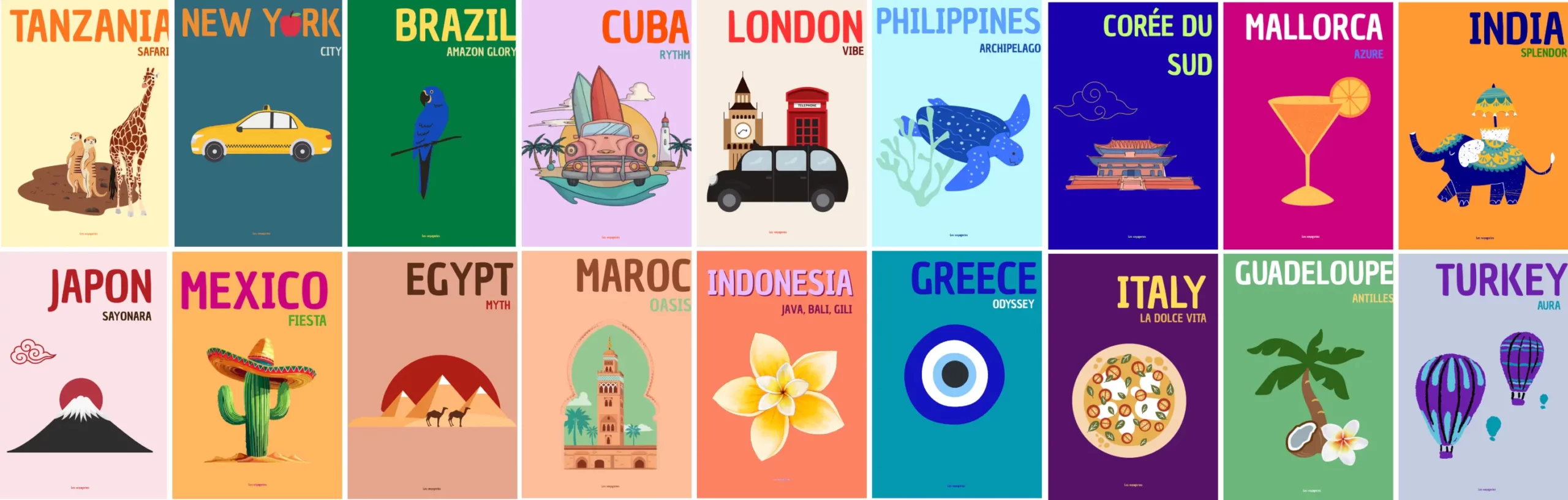 Carnets de voyage colorés les voyageries