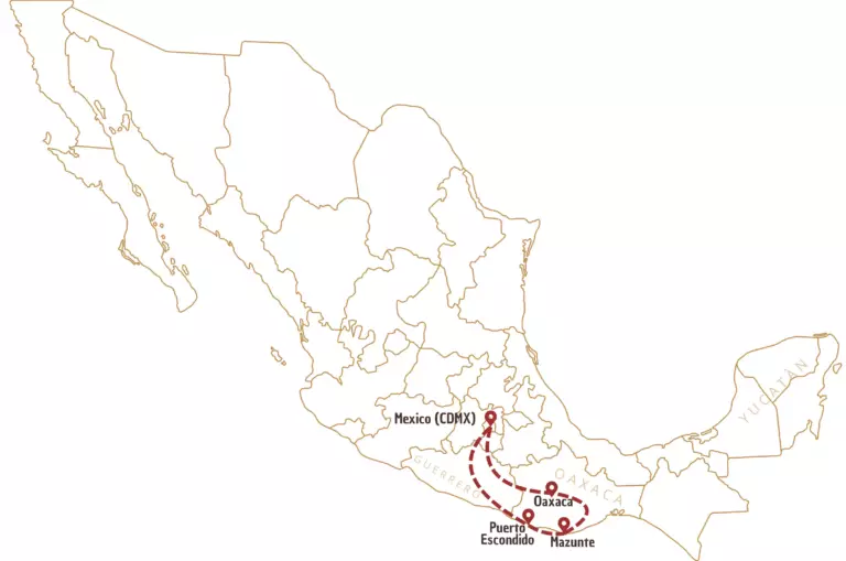 Itinéraire sur carte Mexique