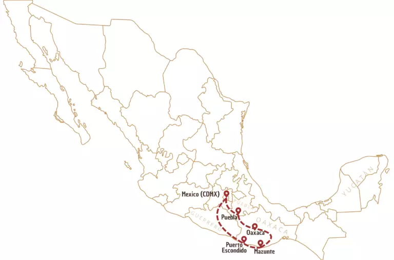 Itinéraire sur Carte au Mexique