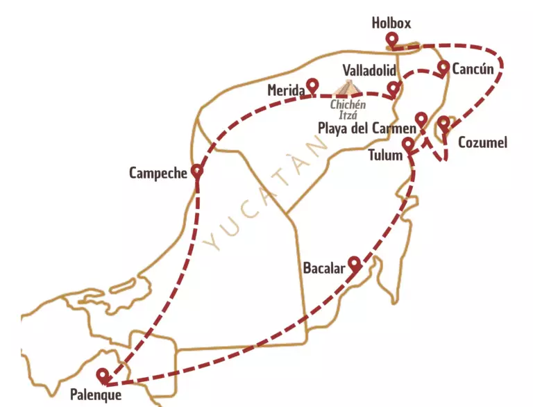 Itinéraire sur carte au Mexique