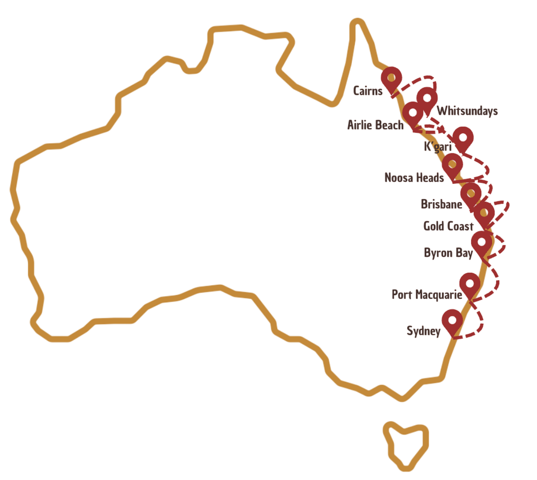 Trajet de Sydney à Cairns