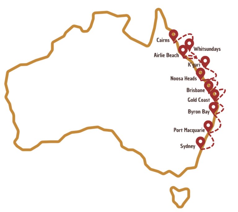 Trajet de Sydney à Cairns
