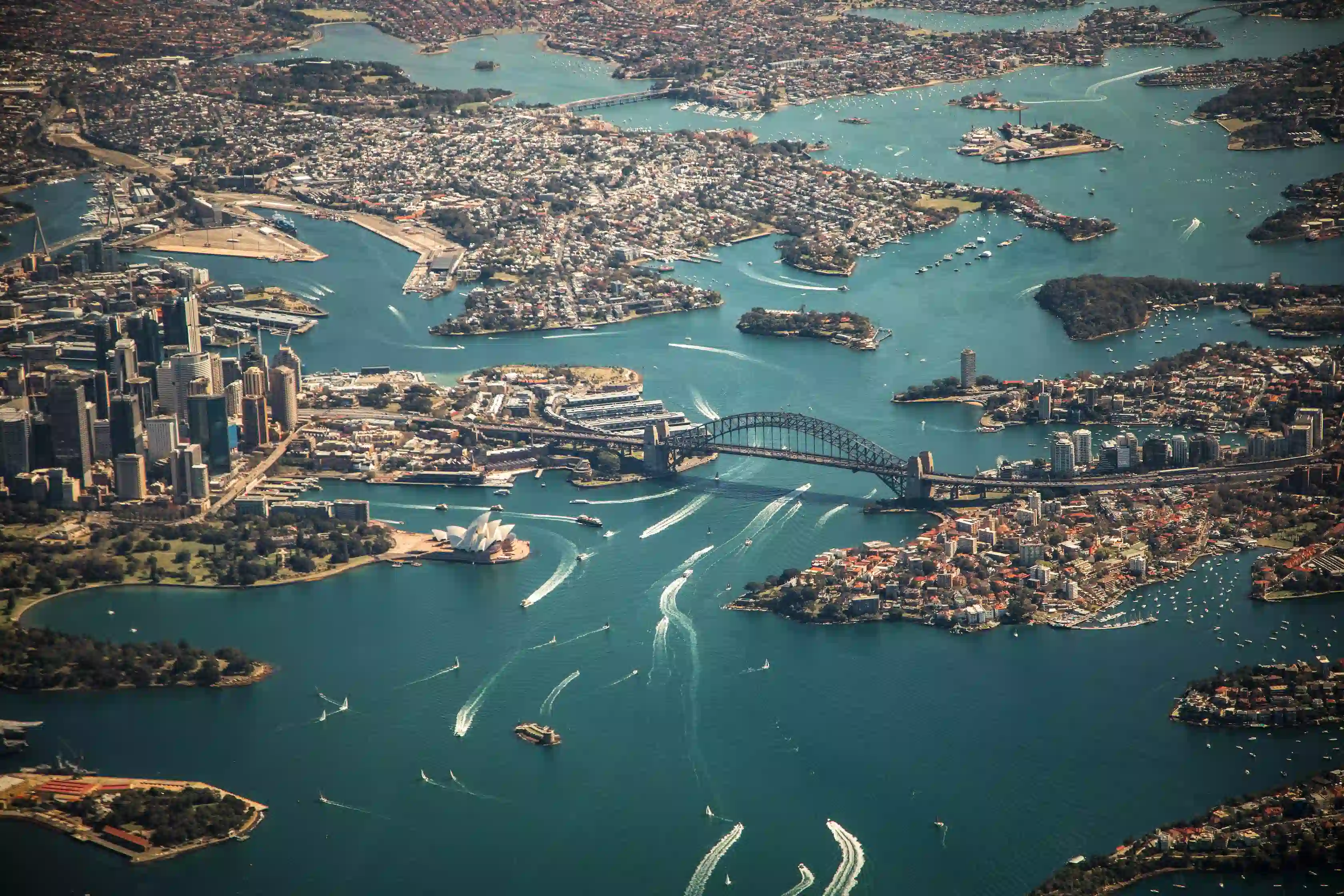 Vue aérienne de Sydney et ses canaux