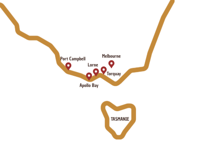 carte présentant les villes du sud de l'asutralie