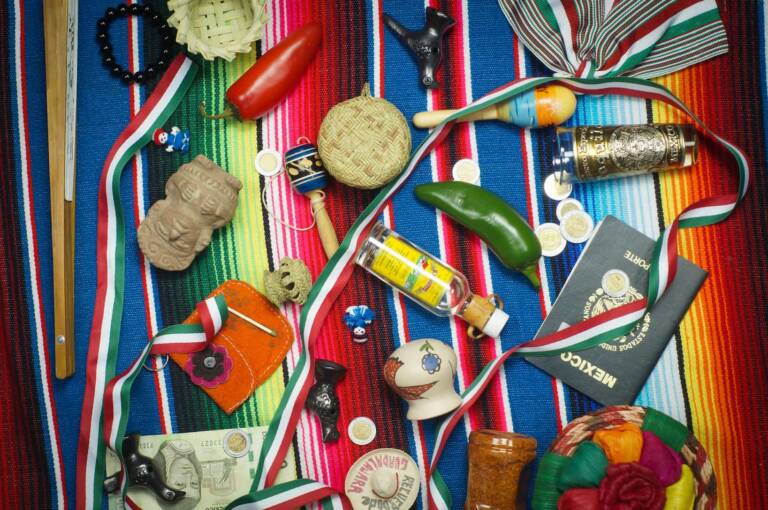 Culture Mexicaine sur un poncho coloré