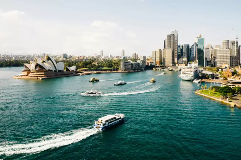Port et opéra de Sydney vue d'en haut