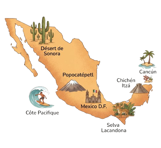 Carte illustrée du Mexique