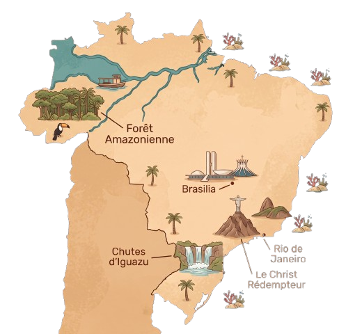 Carte illustrée du Brésil