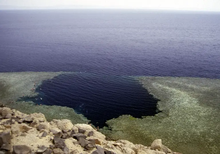 Vue du blue hole en Egypte à Dahab